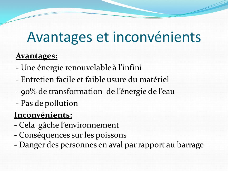 Hydroélectrique avantages et inconvénients Acapros fr